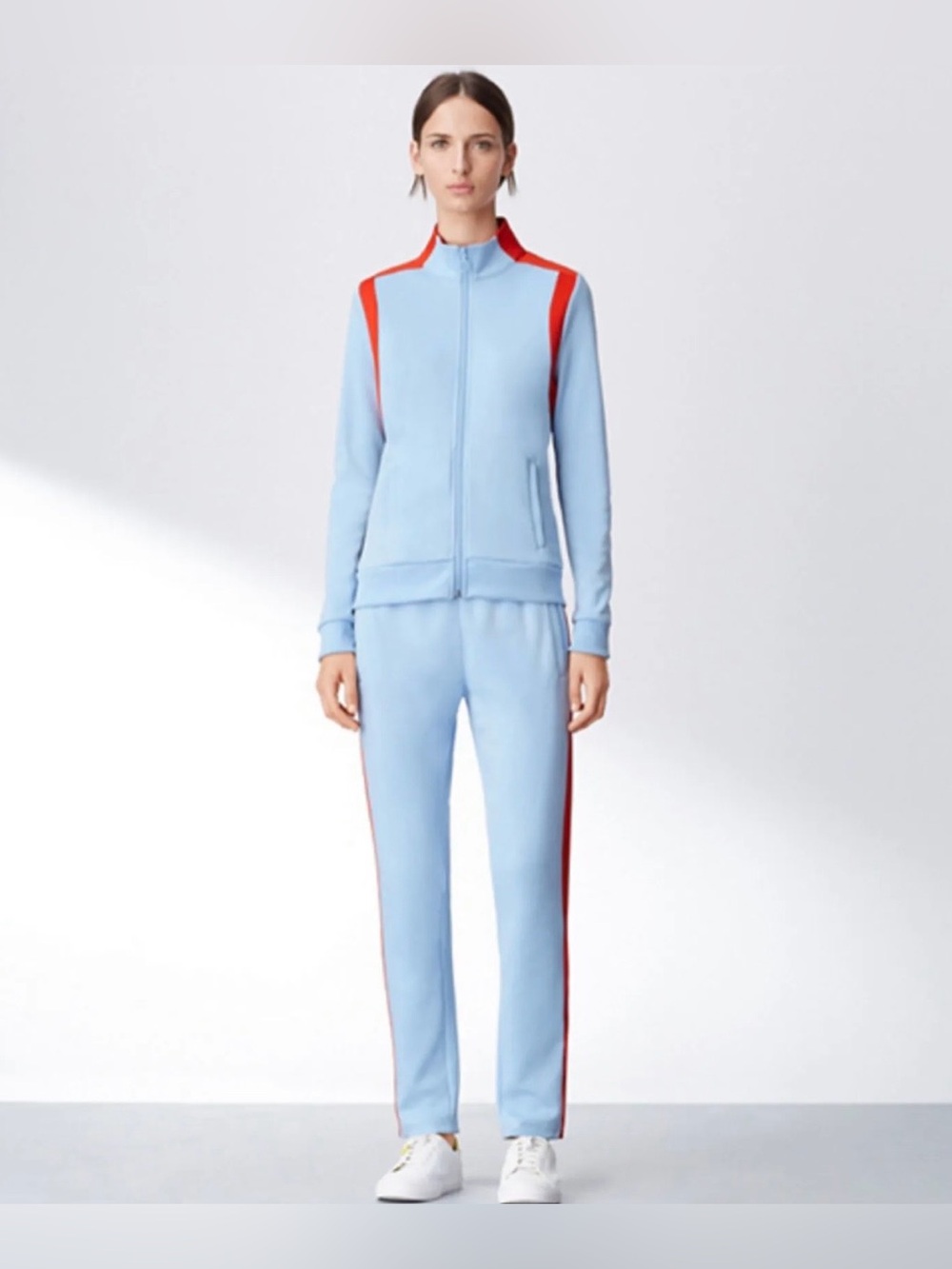 Tory Sport Light Blue Track Pants with Red Side Stripes
